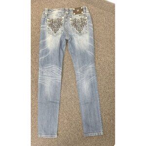 Miss Me MP7555S Jeans Women's 27x31 Mid Rise Slim Embellished Bling Faded